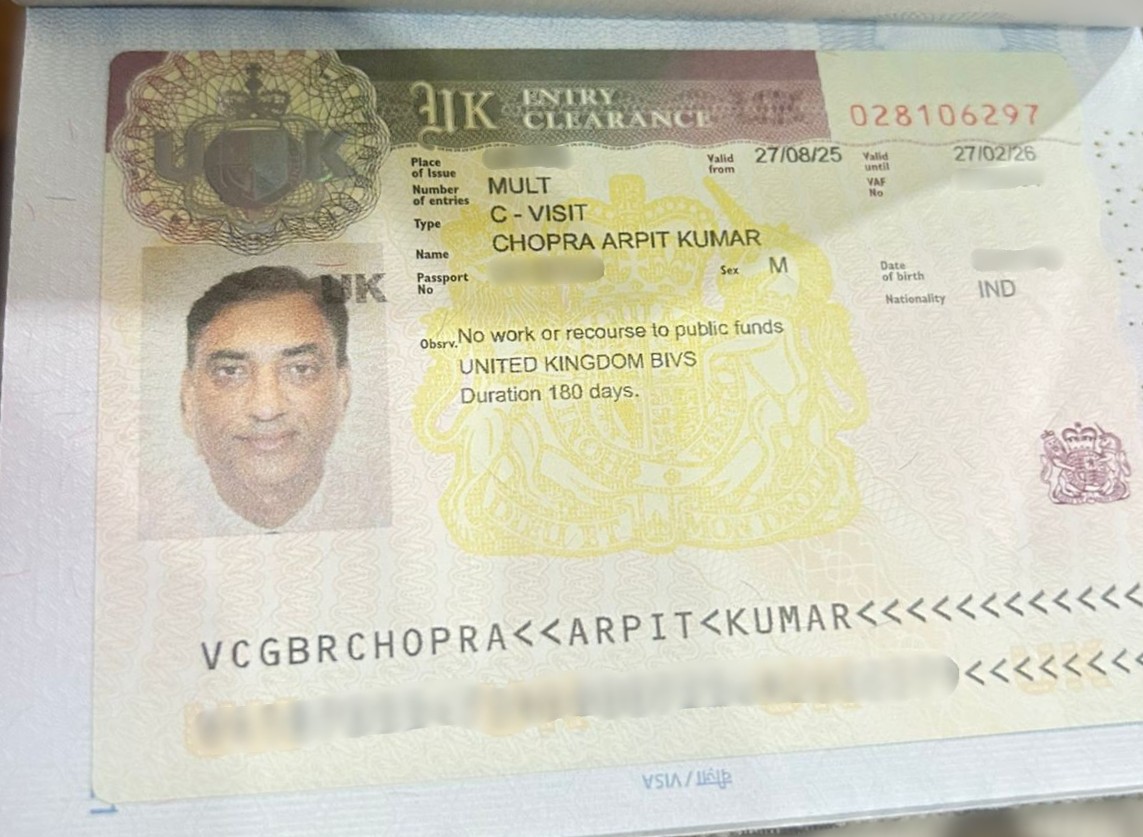 Arpit Kumar Chopra Visa